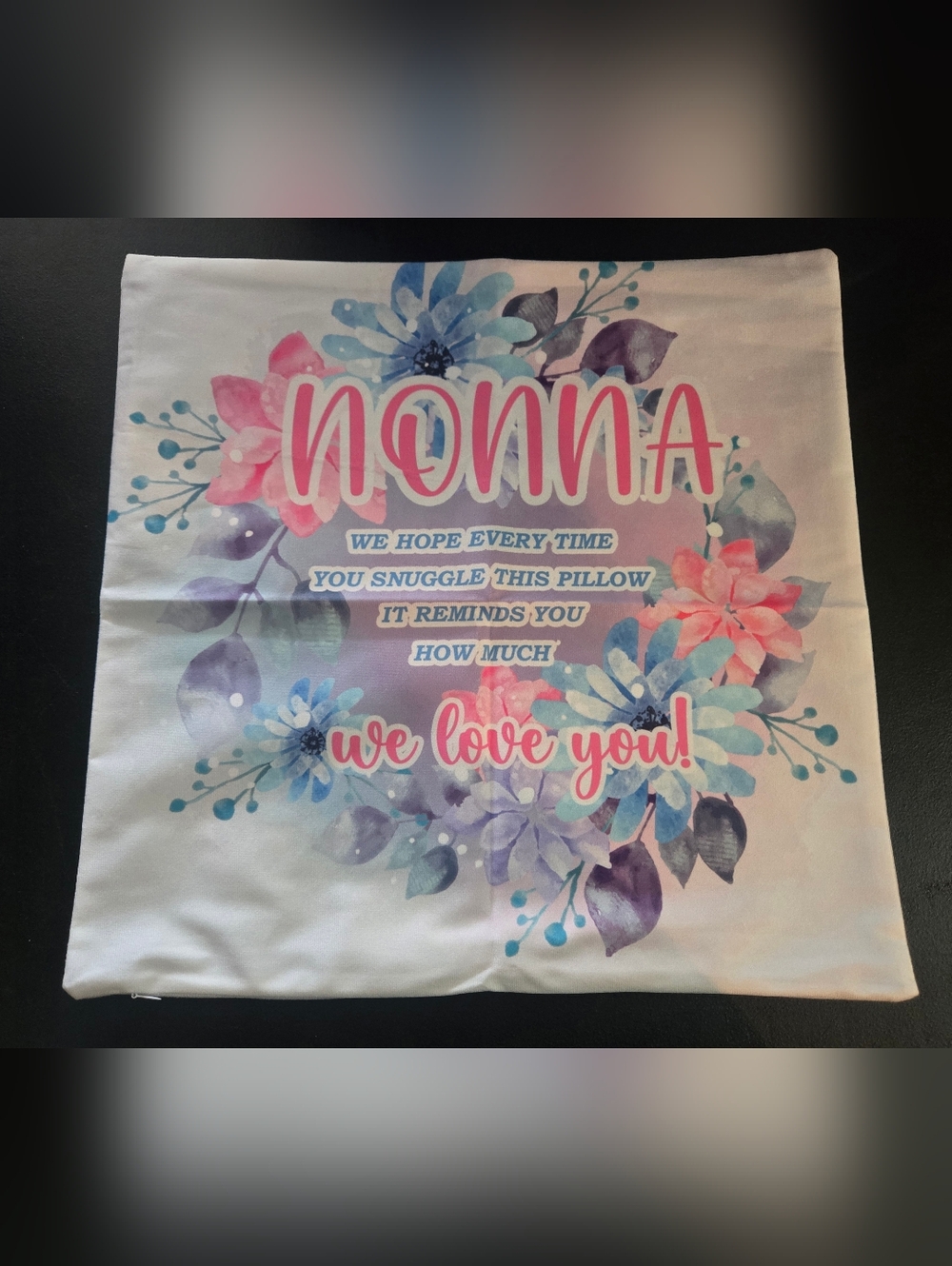 Nonna Floral Sentiment Pillow Case Cover 18x18inch